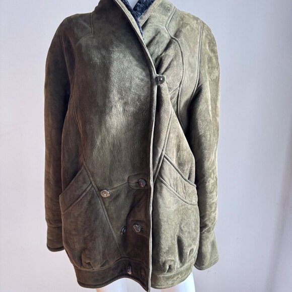 Vintage Dagorret Suede Sheepskin Lined Winter Coat L - Picture 4 of 8